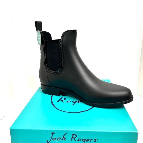 Jack Rogers Matte Black Sallie Extra Cushioning Arch Support  Rain Boots NWT - Picture 1 of 13